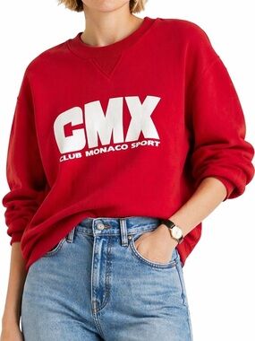 Club Monaco CMX Sweatshirt Red Crewneck Logo 90s Retro